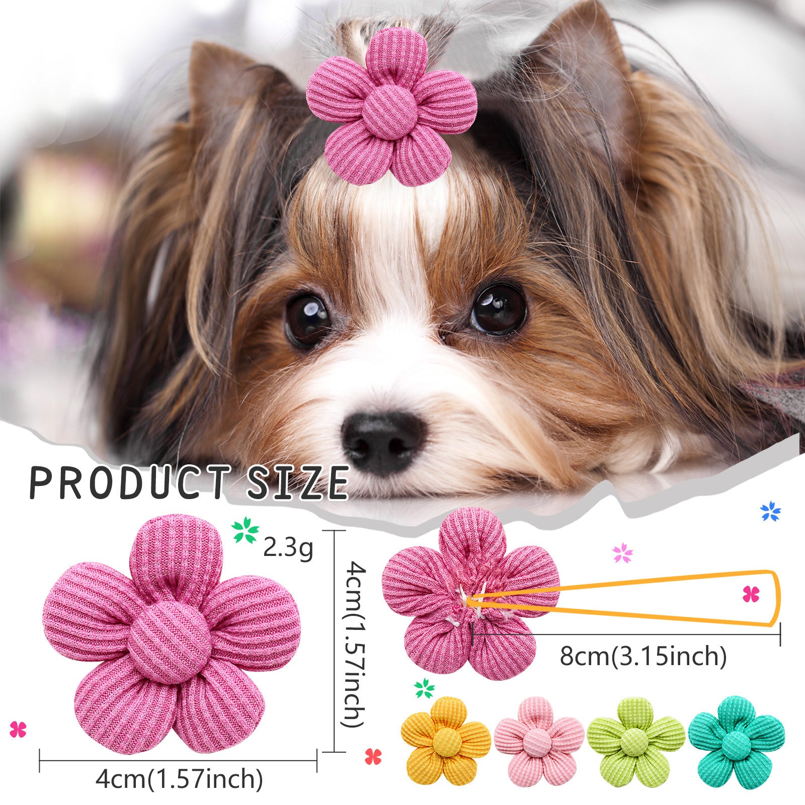 Pet Flower Headdress – Spring Solid Color Accessories for Dogs & Cats