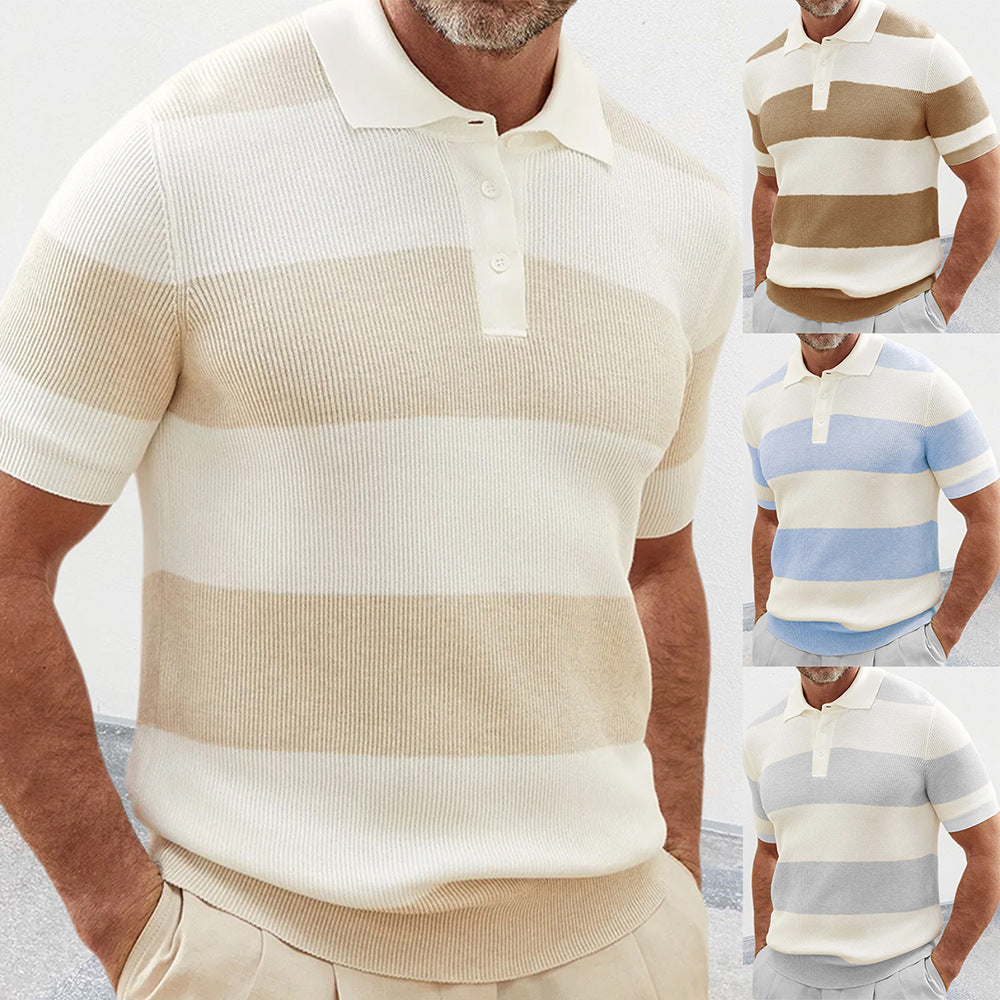 Men’s Summer Lapel Short-Sleeve Sweater – Casual Fashion